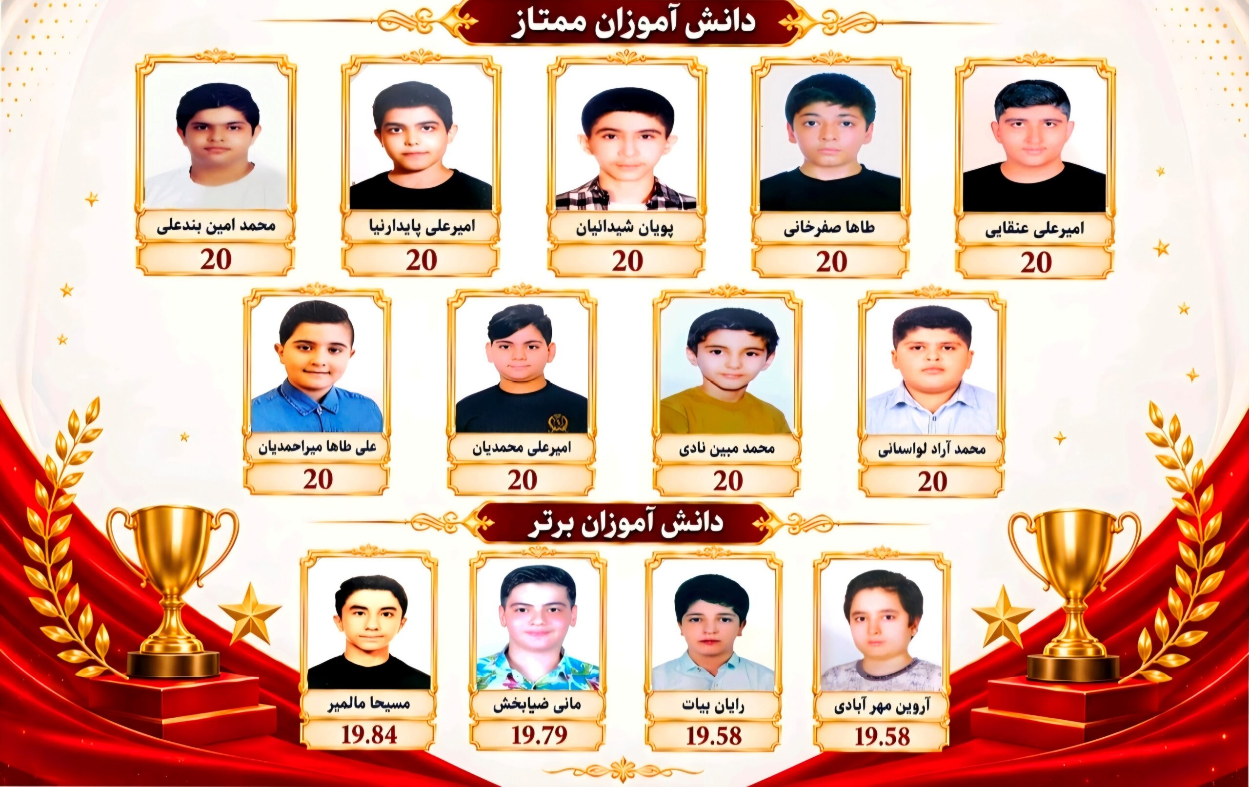 دانش آموزان برتر پایه هشتم